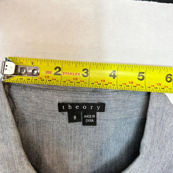 Theory Chambray Deja Shipwreck Grey Shirt Dress Size 8 - Picture 14 of 15